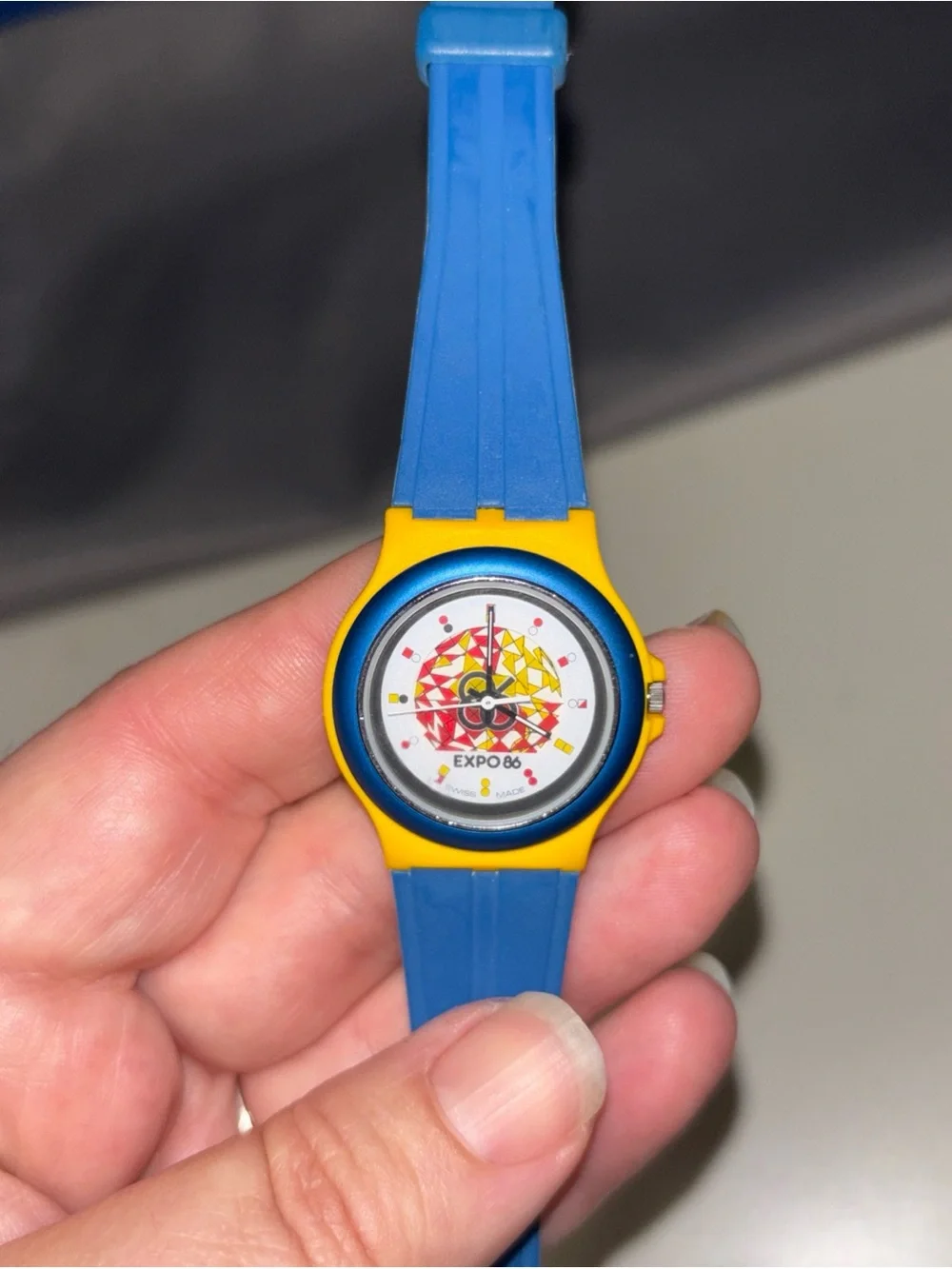 Vintage Expo 86 Swatch Mens Wrist Watch Vancouver Untested READ Needs New Bat